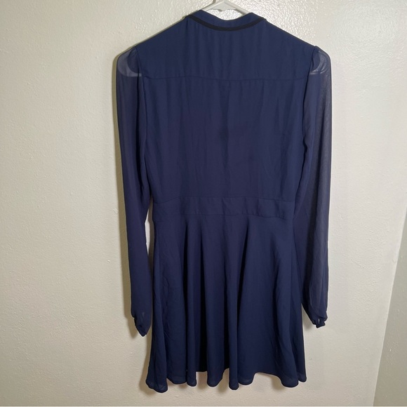 Express Button Front Dress Navy Blue Ruffle 2 - Picture 7 of 11